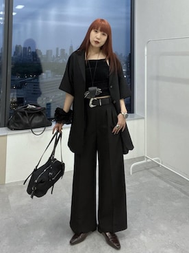 「PAGEBOY（ページボーイ）のヴィンテージバックルベルト（ベルト、ブラック系）」を使った、migeruさん（レディース・160cm）の春コーディネート