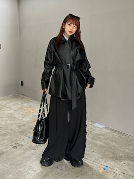 「PAGEBOY（ページボーイ）のプラットチャンキースニーカー（スニーカー、ブラック系）」を使った、migeruさん（レディース・160cm）の春コーディネート