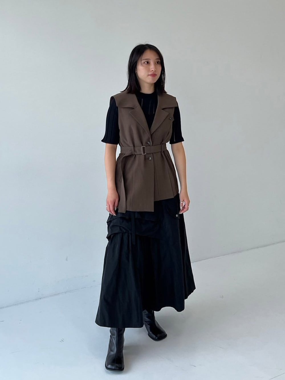 UNITED TOKYO タックティアードストリングフレアスカート タックティアードストリングフレアスカート(2 GREEN