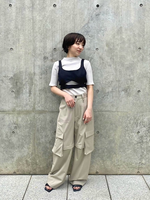 tシャツ ギャラクシーカットリブトップス｜細見え/ウォッシャブル/防シワ/半袖/夏服/オフィスカジュアル レディース セール】ギャラクシーカットリブトップス｜細見え