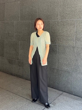 「UNITED TOKYO（ユナイテッドトウキョウ）のラセンカットアウトタンクトップ｜ウォッシャブル（タンクトップ）」を使った、UNITED TOKYO STAFFさん（レディース・152cm）の夏コーディネート