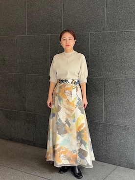 「アイテム（スカート、イエロー系）」を使った、UNITED TOKYO STAFFさん（レディース・152cm）の夏コーディネート
