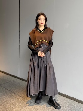 「UNITED TOKYO（ユナイテッドトウキョウ）のアイテム（Tシャツ/カットソー）」を使った、UNITED TOKYO STAFFさん（レディース・163cm）の秋コーディネート
