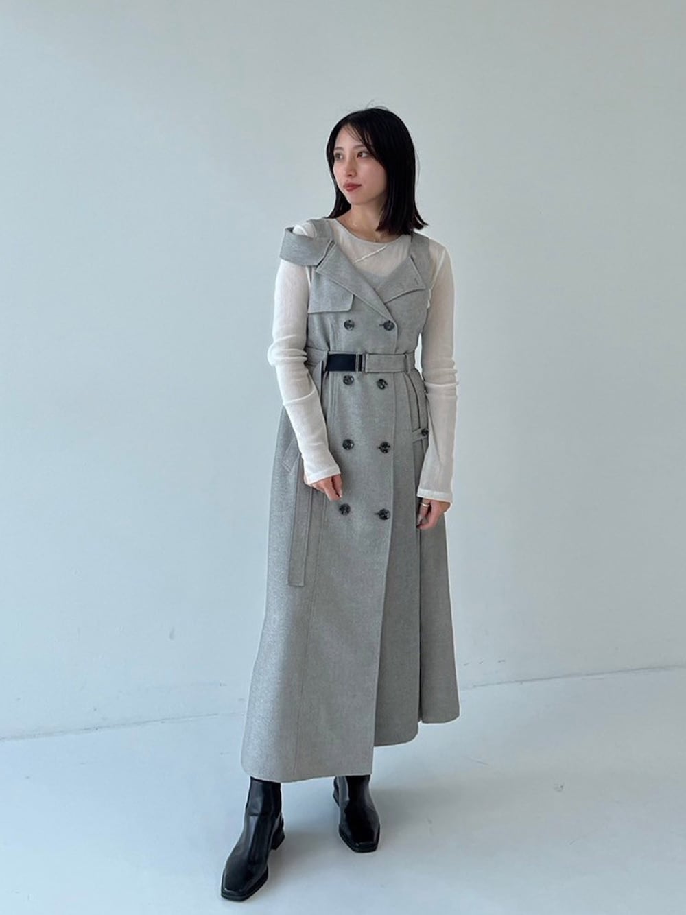 トレンチラべルジャンパースカート｜ウォッシャブル/防シワを使った