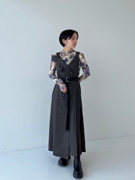 「アイテム（ジャンパースカート）」を使った、UNITED TOKYO STAFFさん（レディース・150cm）の秋コーディネート