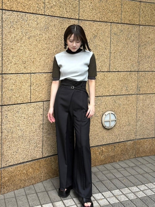 ニット セーター シアーコンビブロッキングニット｜ウォッシャブル/防シワ/サマーニット/半袖/夏服 レディース UNITED TOKYO ニット セーター シアーコンビブロッキングニット