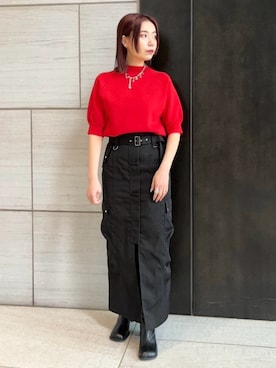 UNITED TOKYO ワークスリットハイウエストスカート｜撥水 タック