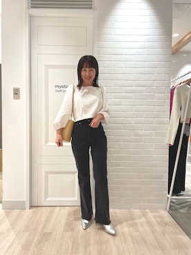 「mystic（ミスティック）のセンターステッチフレアデニム（デニムパンツ）」を使った、mystic_ayakoさん（レディース・158cm）の春コーディネート