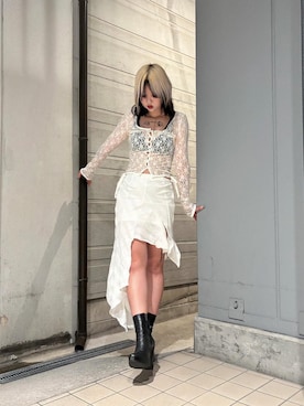 「レーストップス」｜ミカさん（レディース・166cm）の夏コーディネート