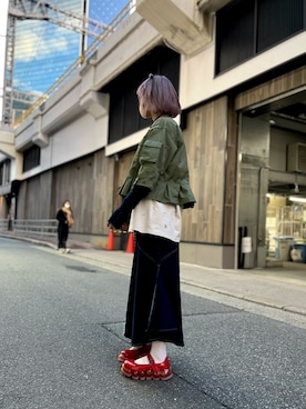 「RehersalL（リハーズオール）のアイテム（その他アウター）」を使った、ミカさん（レディース・166cm）の秋コーディネート