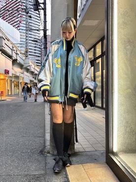 「アイテム（スカジャン）」を使った、ミカさん（レディース・166cm）の冬コーディネート