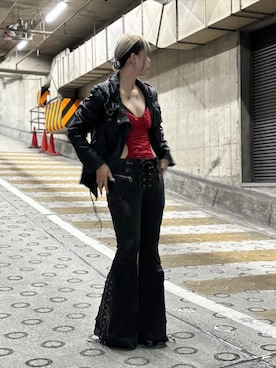 「アイテム（キャミソール、レッド系）」を使った、ミカさん（レディース・166cm）の夏コーディネート