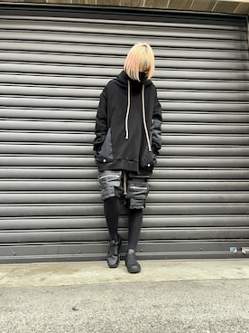 トップス A.FARTEFACT Nylon Combi Sweat Hoodie A.F ARTEFACT Nylon Combi Sweat Hoodie