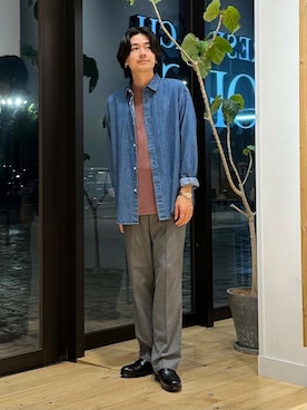 「URBAN RESEARCH DOORS（アーバンリサーチドアーズ）のLIFE STYLE TAILOR　マルチスペックコインローファー（ドレスシューズ）」を使った、キムラさん（メンズ・177cm）の夏コーディネート
