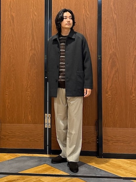 「URBAN RESEARCH DOORS（アーバンリサーチドアーズ）の『UR TECH』完声/暖ニットメルトンパデットコート（テーラードジャケット、グレー系）」を使った、キムラさん（メンズ・177cm）の秋コーディネート