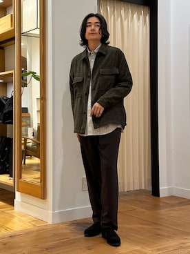 「秋のシャツ着こなし術」｜「アイテム（ジャケット/アウター）」を使った、キムラさん（メンズ・177cm）の秋コーディネート