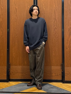 「URBAN RESEARCH DOORS（アーバンリサーチドアーズ）の『別注』LACOSTE×DOORS　HEAVY PIQUE LONG-SLEEVE（Tシャツ/カットソー、ブラック系）」を使った、キムラさん（メンズ・177cm）の秋コーディネート
