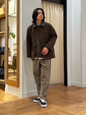 「アイテム（カバーオール）」を使った、キムラさん（メンズ・177cm）の冬コーディネート