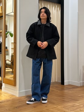 「アイテム（カバーオール）」を使った、キムラさん（メンズ・177cm）の冬コーディネート