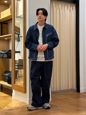 「URBAN RESEARCH DOORS（アーバンリサーチドアーズ）のFORK&SPOON　綿麻デニムジップブルゾン（ブルゾン、ブルー系）」を使った、キムラさん（メンズ・177cm）の春コーディネート