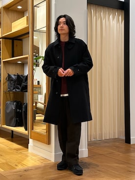 「アイテム（ステンカラーコート）」を使った、キムラさん（メンズ・177cm）の秋コーディネート