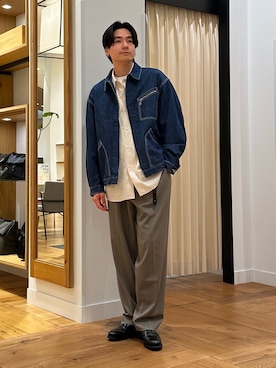 「URBAN RESEARCH DOORS（アーバンリサーチドアーズ）のFORK&SPOON　綿麻デニムジップブルゾン（ブルゾン、ブルー系）」を使った、キムラさん（メンズ・177cm）の春コーディネート