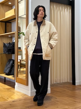 「アイテム（カバーオール）」を使った、キムラさん（メンズ・177cm）の秋コーディネート