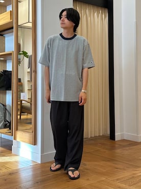 「アイテム（サンダル）」を使った、キムさん（メンズ・177cm）の夏コーディネート