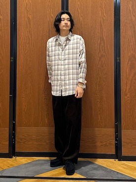 「URBAN RESEARCH DOORS（アーバンリサーチドアーズ）のFORK&SPOON　ネルチェックシャツ（シャツ/ブラウス、ホワイト系）」を使った、キムラさん（メンズ・177cm）の秋コーディネート
