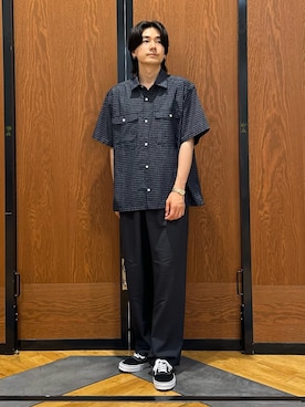 「URBAN RESEARCH DOORS（アーバンリサーチドアーズ）のFORK&SPOON　Wポケットショートスリーブシャツ（シャツ/ブラウス、ブルー系）」を使った、キムラさん（メンズ・177cm）の夏コーディネート