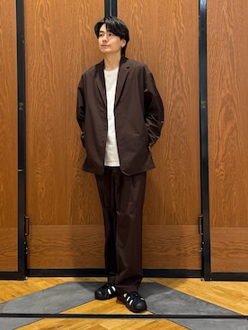 「EKAL（エカル）のDOT AIR JACKET（その他アウター、ブラウン系）」を使った、キムラさん（メンズ・177cm）の春コーディネート