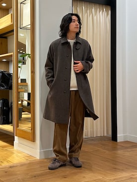 「アイテム（ステンカラーコート）」を使った、キムラさん（メンズ・177cm）の秋コーディネート