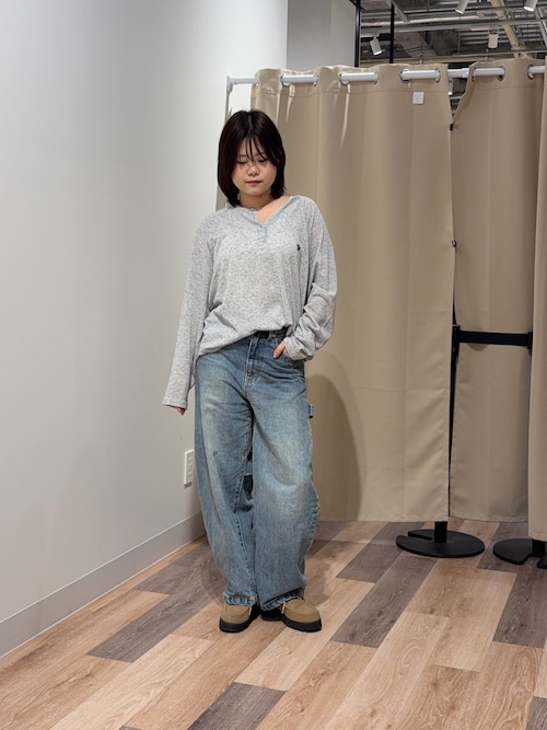 麻混ヘンリーニット