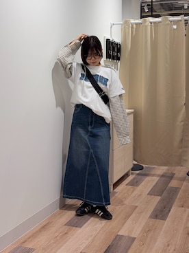 「Reebok（リーボック）のデニムワッペンT（Tシャツ/カットソー、ホワイト系）」を使った、みおさん（レディース・156cm）の春コーディネート