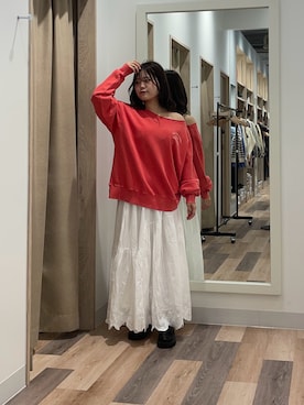 「CPCM（シーピーシーエム）のアイテム（スウェット）」を使った、みおさん（レディース・155cm）の秋コーディネート