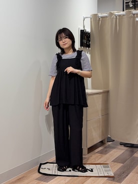 「CPCM（シーピーシーエム）のポコポコ半袖T（Tシャツ/カットソー、パープル系）」を使った、みおさん（レディース・156cm）の夏コーディネート