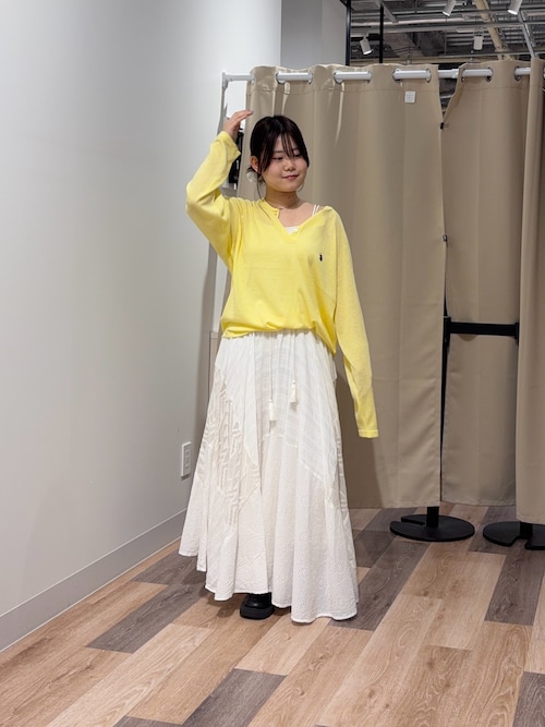 麻混ヘンリーニット