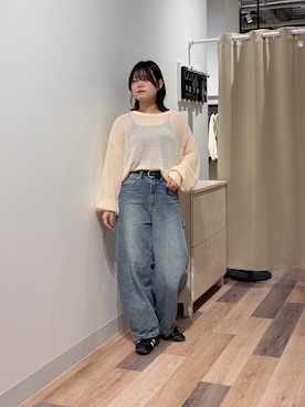 「CPCM（シーピーシーエム）の接触冷感カップ付きキャミ（キャミソール、ブルー系）」を使った、みおさん（レディース・156cm）の春コーディネート