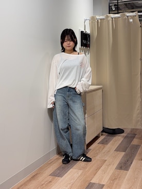 「CPCM（シーピーシーエム）の接触冷感カップ付きキャミ（キャミソール、ブルー系）」を使った、みおさん（レディース・156cm）の春コーディネート