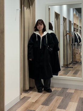 「短丈」｜「アイテム（その他アウター）」を使った、みおさん（レディース・155cm）の冬コーディネート