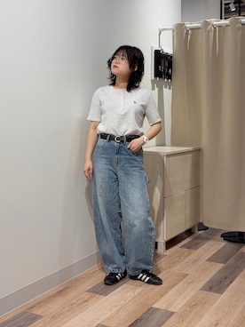 「U.S. POLO ASSN.（ユーエスポロアッスン）の【U.S. POLO ASSN.】ワッフルヘンリーT（Tシャツ/カットソー、グレー系）」を使った、みおさん（レディース・156cm）の春コーディネート