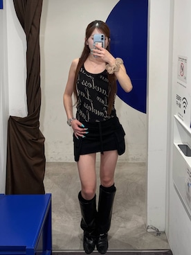 「GILAARCHIVE（ギラアーカイブ）のGILA ARCHIVE／フルロゴスリーブレス（Tank tops、ブラック系）」を使った、itoru1003さん（レディース）の夏コーディネート