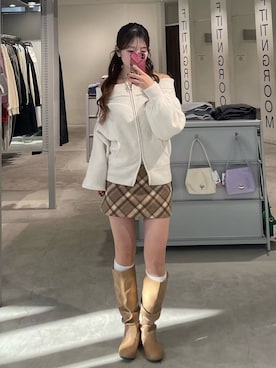 「アイテム（スカート、ベージュ系）」を使った、itoru1003さん（レディース・159cm）の冬コーディネート