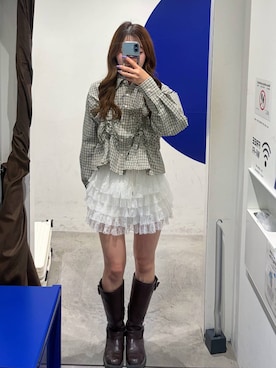 「3.3 Field Trip （3.3フィールドトリップ）の3.3 Field Trip／フリルレースショートパンツ(インパン付)（その他パンツ、ホワイト系）」を使った、itoru1003さん（レディース）の秋コーディネート