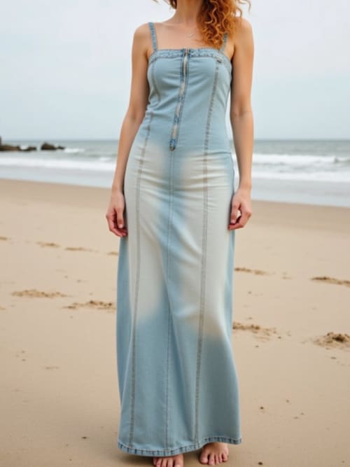 最終価格 ARANminiスリムトップのみ セール】フロント ジップ デニム ロングジャンパー スカート