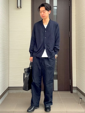 「アイテム（カーディガン/ボレロ）」を使った、ATSUさん（メンズ・182cm・30代）の秋コーディネート