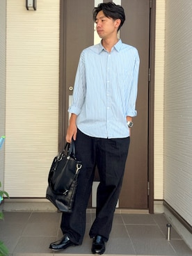 「アイテム（チノパンツ）」を使った、ATSUさん（メンズ・182cm・30代）の夏コーディネート
