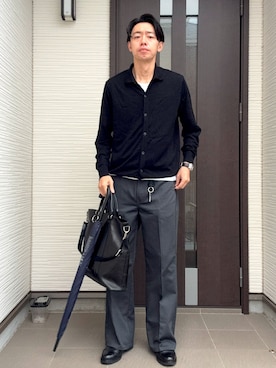 「アイテム（長傘）」を使った、ATSUさん（メンズ・182cm）の秋コーディネート