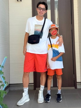 「アイテム（レッグウェア）」を使った、ATSUさん（メンズ・182cm）の夏コーディネート