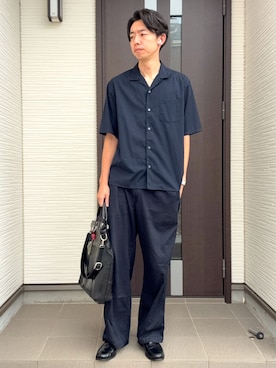 「G.H.BASS（ジーエイチバス）の【G.H.BASS】WEEJUN HERITAGE LARSON MOC PENNY BA11010H（ローファー、ブラック系）」を使った、ATSUさん（メンズ・182cm）の夏コーディネート